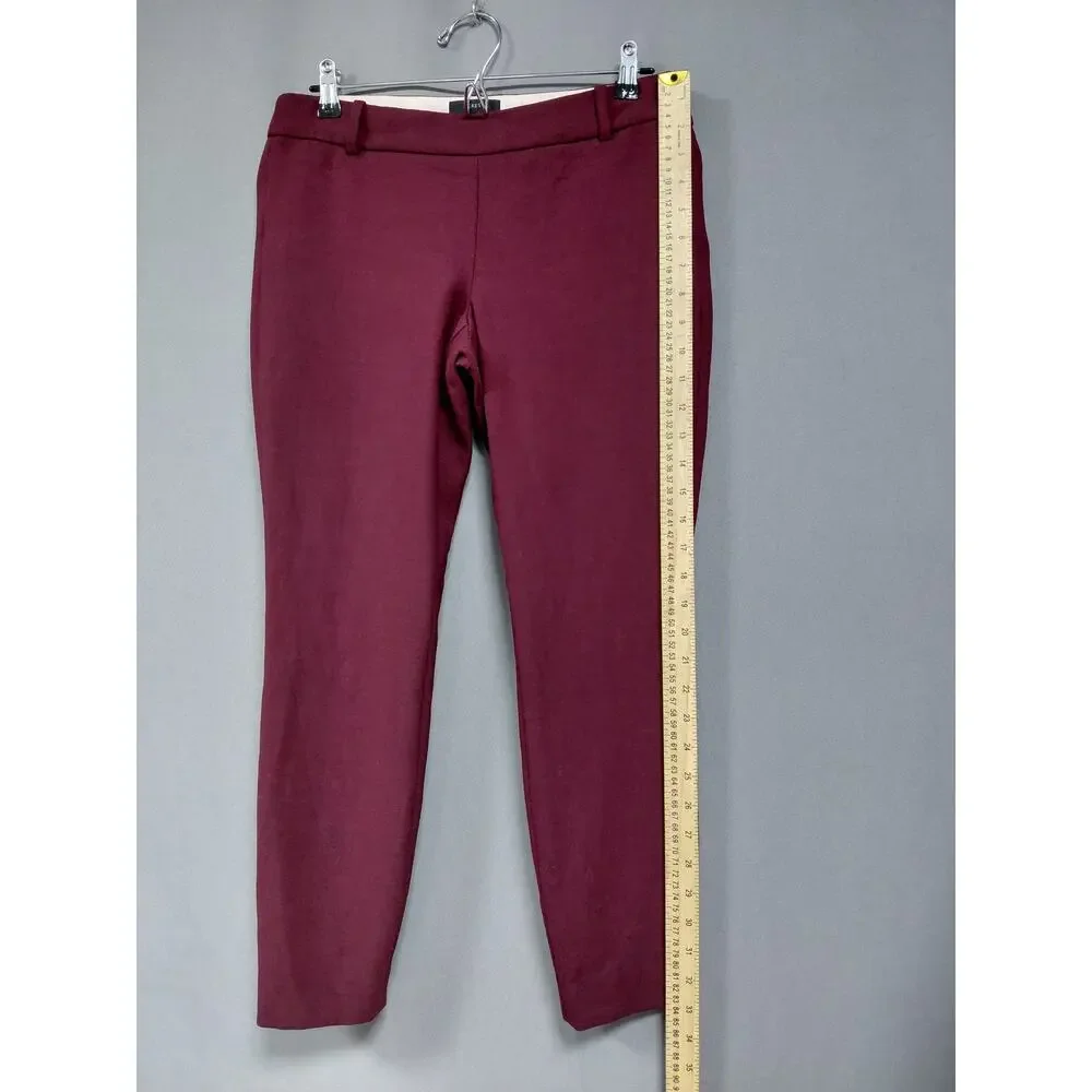 J.Crew Minnie Wool Blend Burgundy Side Zip Skinny Pants Women Size 6P